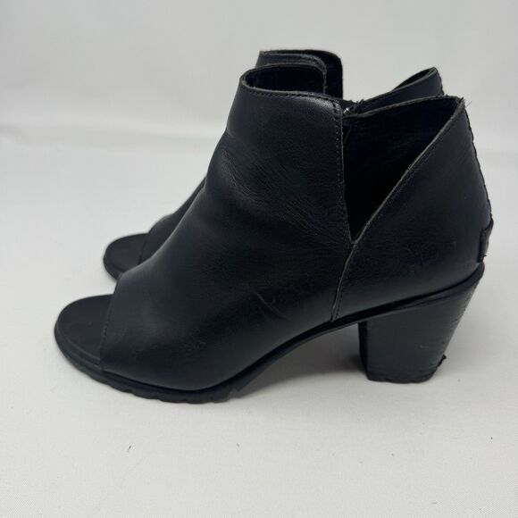 Sorel Nadia NL2842-010 Ankle‎ Boot Peep Toe Woman’s Black Leather Size: 8.5 - Picture 4 of 11